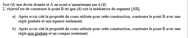 exercice sur Construire la médiatrice d'un segment