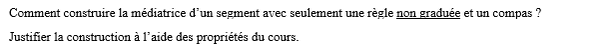 exercice sur Construire la médiatrice d'un segment au compas