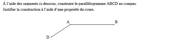 exercice sur Construire un parallélogramme