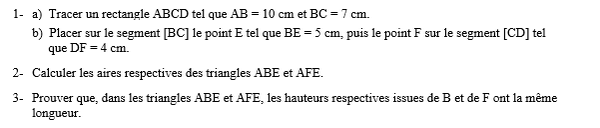 exercice sur Calculs d'aires