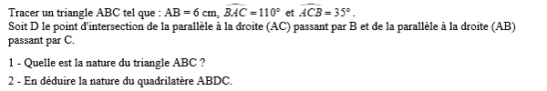 exercice sur Parallélogramme particulier