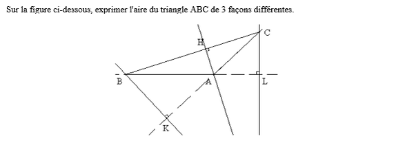 exercice sur Aire du triangle de plusieurs façons