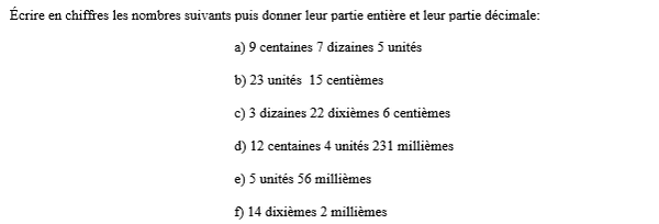 exercice sur Ecrire les nombres en chiffres