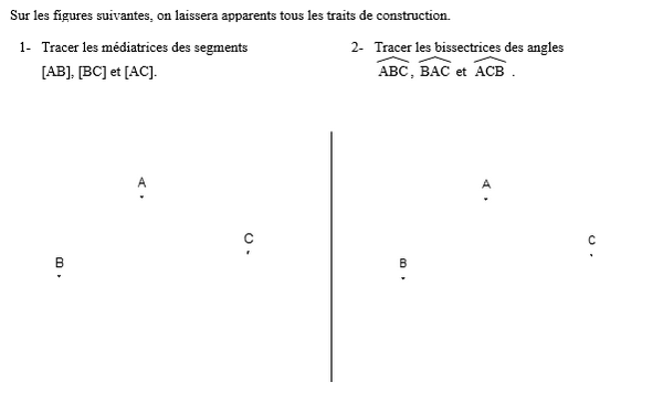 exercice sur Construire des médiatrices et des bissectrices