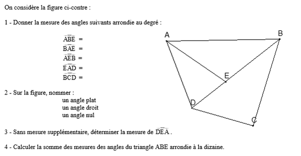 exercice sur Différents types d'angles