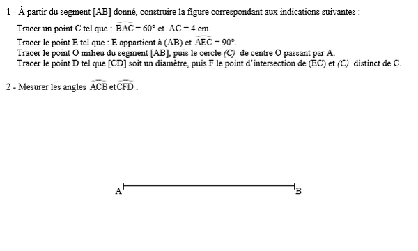 exercice sur Construire et mesurer des angles