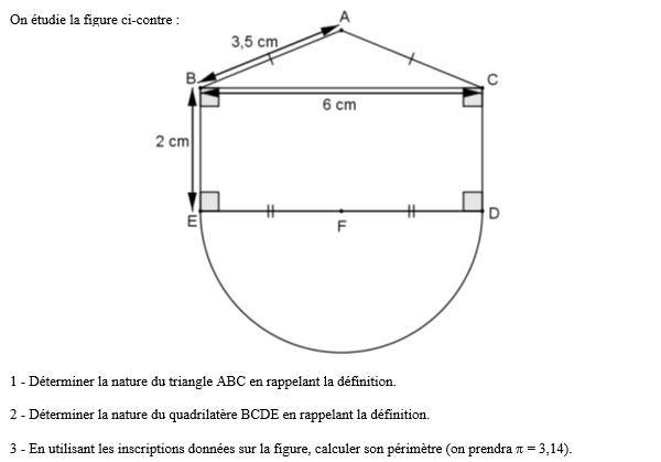 exercice sur Calculer le périmètre d'une figure complexe