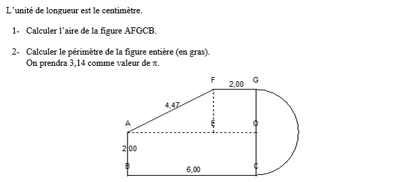 exercice sur Calculer l'aire d'une figure complexe