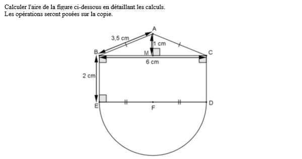 exercice sur Calculer l'aire d'une figure complexe