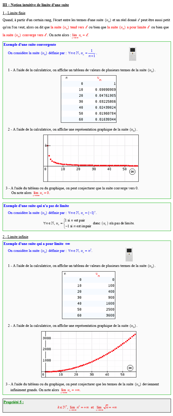 Maths terminale complémentaire - Limite finie d'une suite