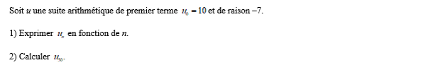 exercice sur Donner l'expression du terme général