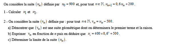exercice sur Suite arithmético-géométrique