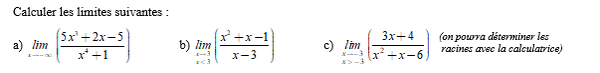 exercice sur Calculs de limites