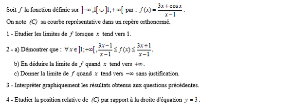 exercice sur Limites en un réel et à l'infini