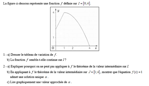 exercice sur Continuité et variations