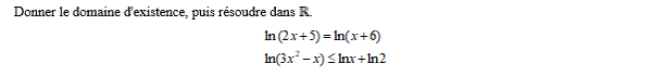 exercice sur Equations avec logarithmes