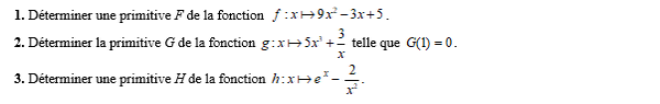 exercice sur Calcul de primitive simple