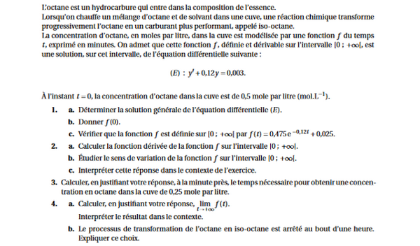 exercice sur Equation différentielle avec 2nd membre