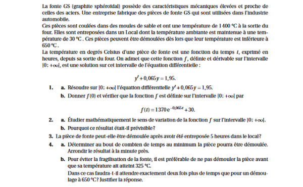 exercice sur Problème type bac