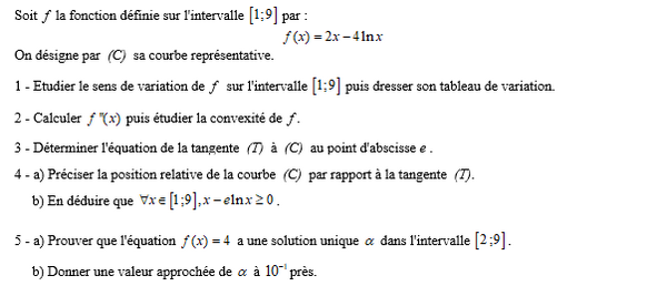 exercice sur Exercice type bac