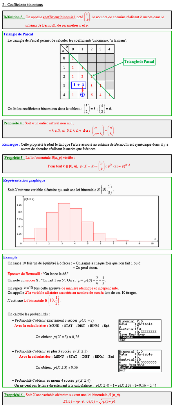 Maths terminale complémentaire - Triangle de Pascal