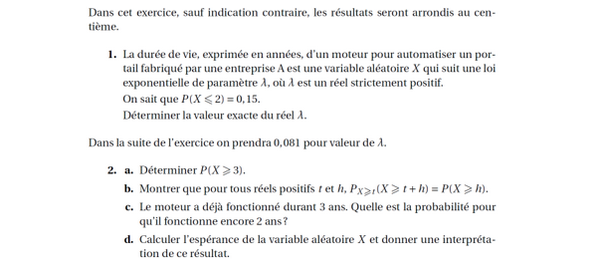 exercice sur Utiliser la loi exponentielle