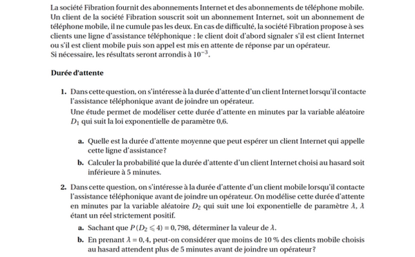 exercice sur Lois uniforme et exponentielle