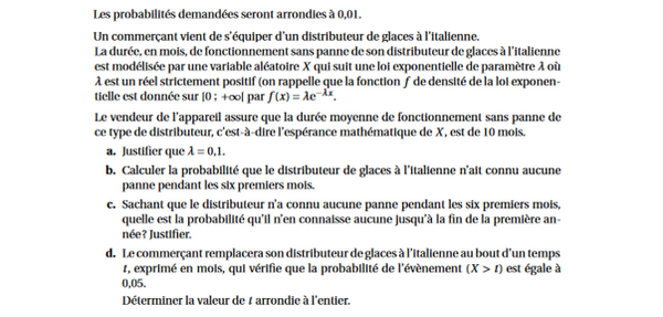 exercice sur Une loi sans mémoire