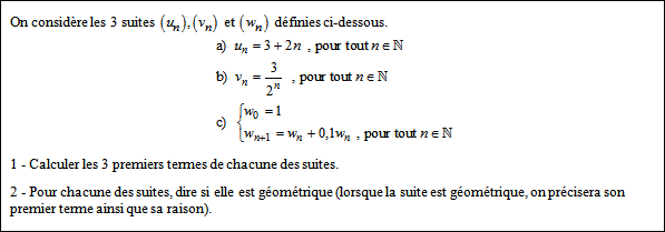 Exercice sur les suites