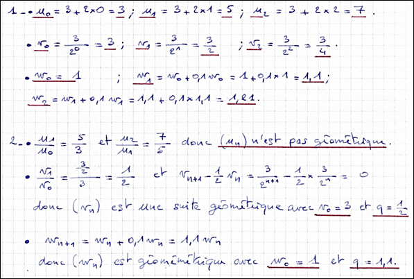 Corrigé exercice 2 sur les suites