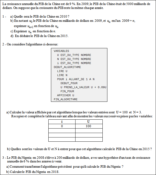 Exercice sur les suites