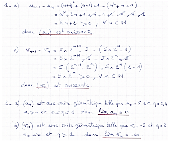Corrigé exercice 5 sur les suites