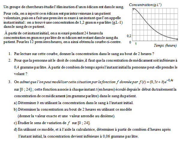 Exercice sur la fonction exponentielle