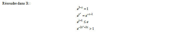 Exercice sur la fonction exponentielle