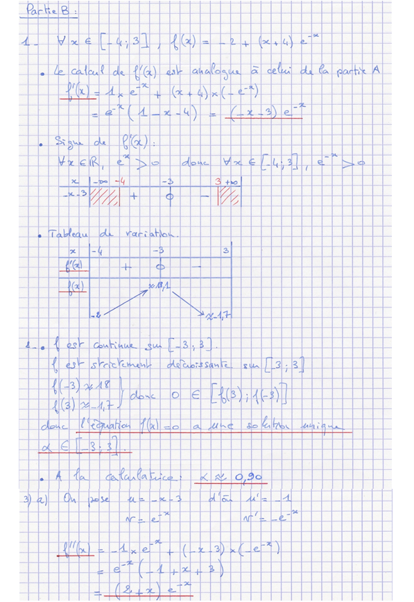 Corrigé exercice 3 sur la convexité