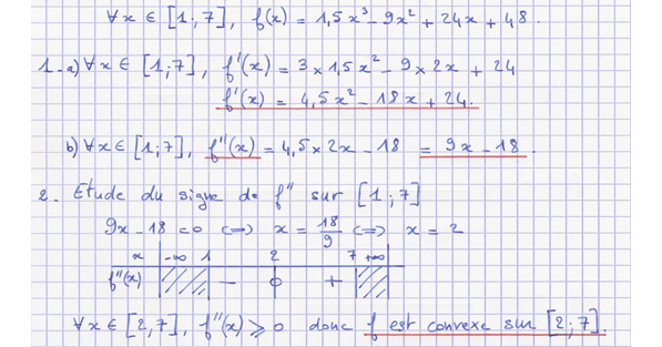 Corrigé exercice 4 sur la convexité