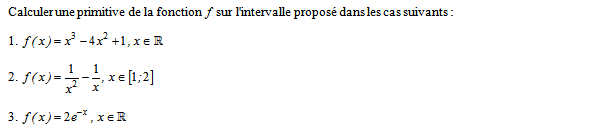 Exercice sur les primitives