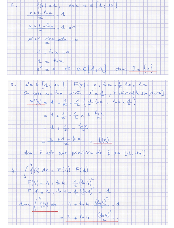 Corrigé exercice 2 sur les primitives