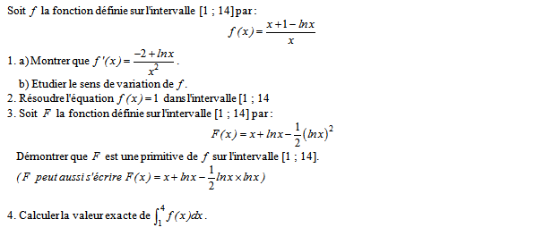 Exercice sur les primitives