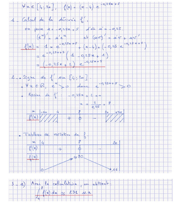 Corrigé exercice 3 sur les primitives