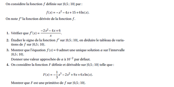 Exercice sur les primitives