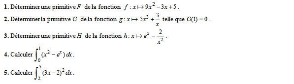 Exercice sur les primitives