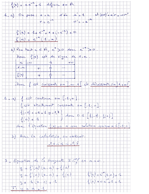 Corrigé exercice 10 sur les primitives