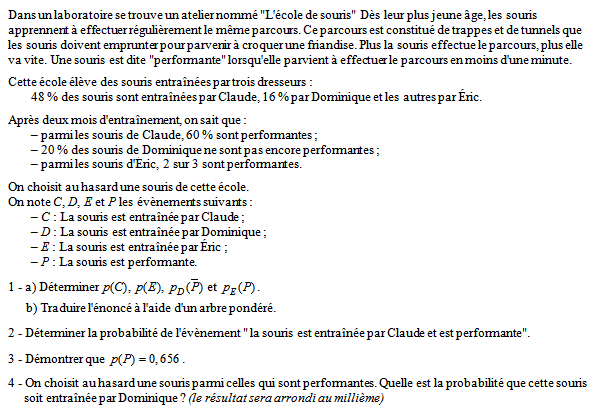 Exercice sur les probabilités conditionnelles