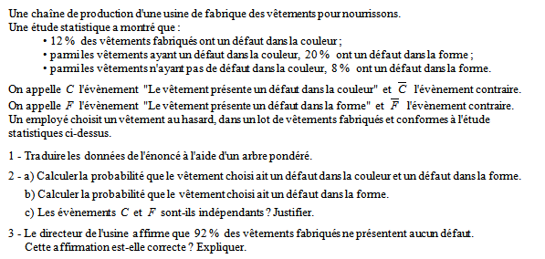 Exercice sur les probabilités conditionnelles