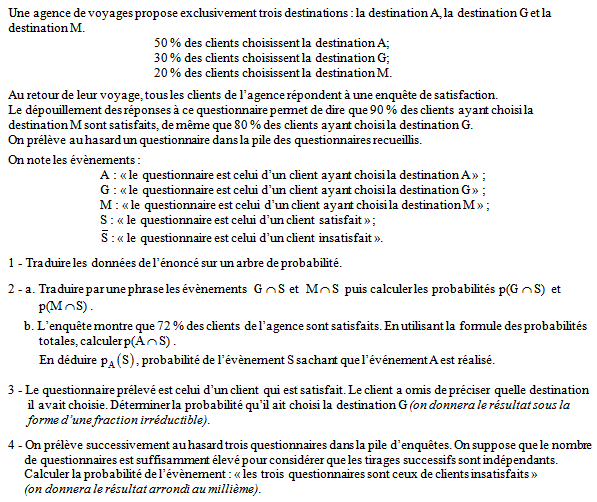 Exercice sur les probabilités conditionnelles