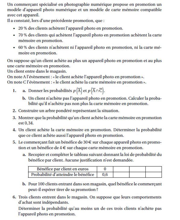 Exercice sur les probabilités conditionnelles