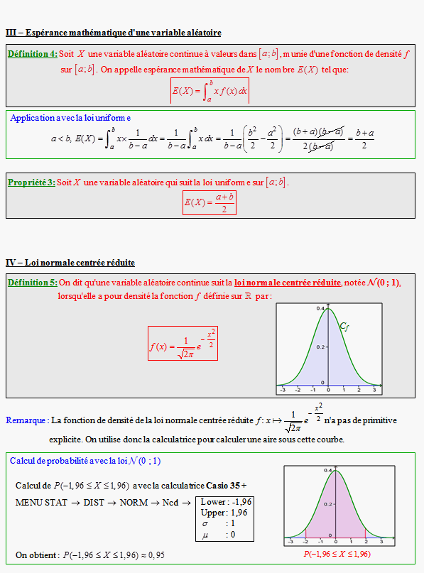 Cours sur les lois à densité - terminale ES - page 3