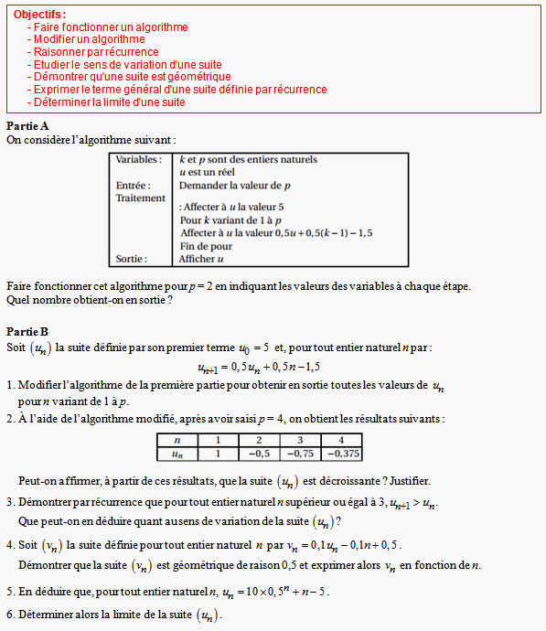Exercice sur les suites