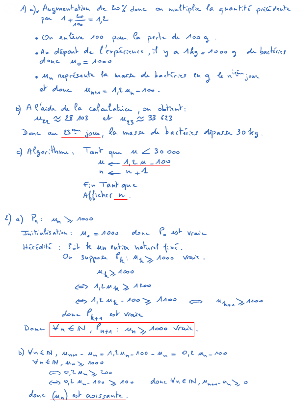 Corrigé exercice 7 sur les suites